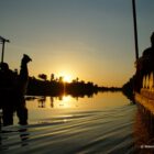 Kambodscha, Angkor Wat, Angkor Thom, See, Sonnenuntergang